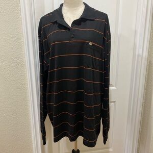 Lacoste Black Long sleeve Polo with Orange Stripes